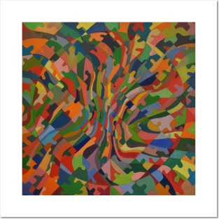 Colourful Abstract Jigsaw Painting Posters and Art